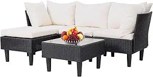 Patio Furniture Set 5 Pieces Outdoor Wicker Conversation Set