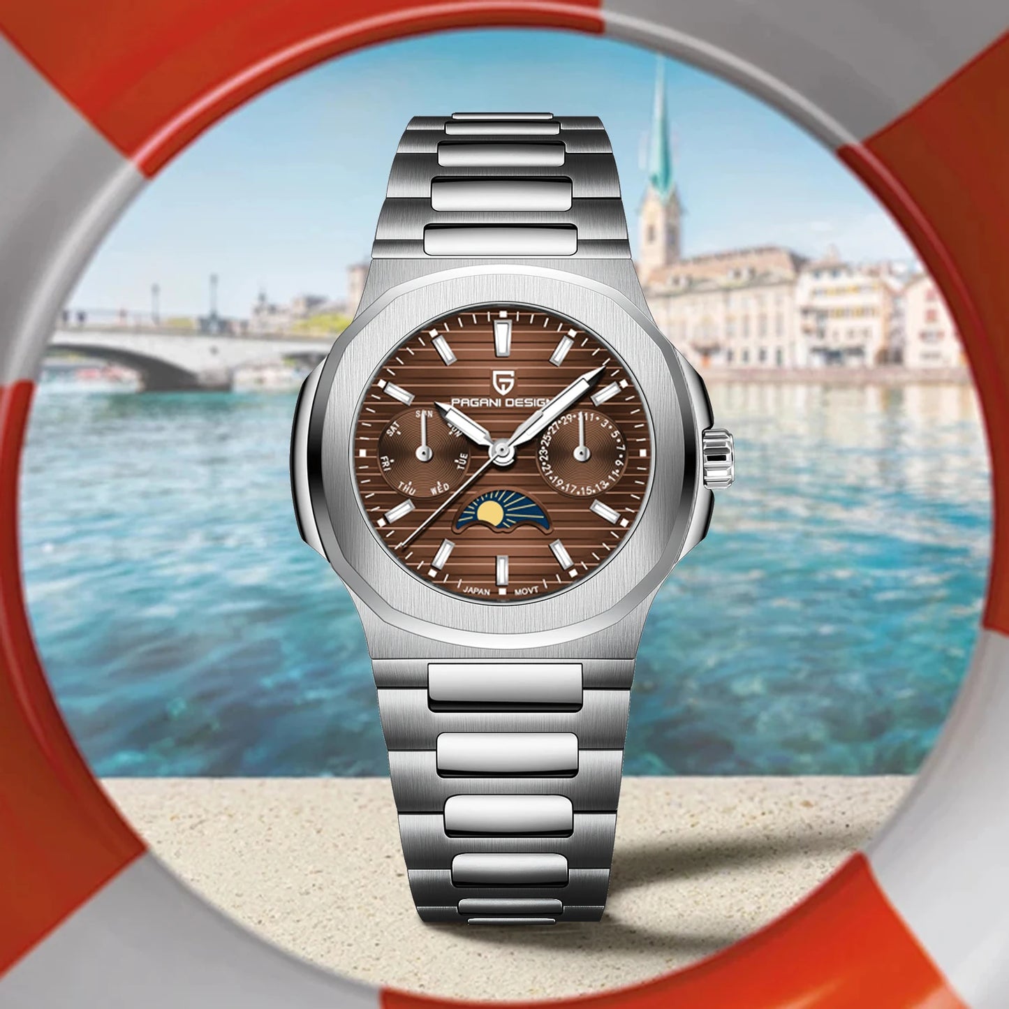 Pagani Design Womens Luxury Quartz Wristwatch Sapphire Waterproof