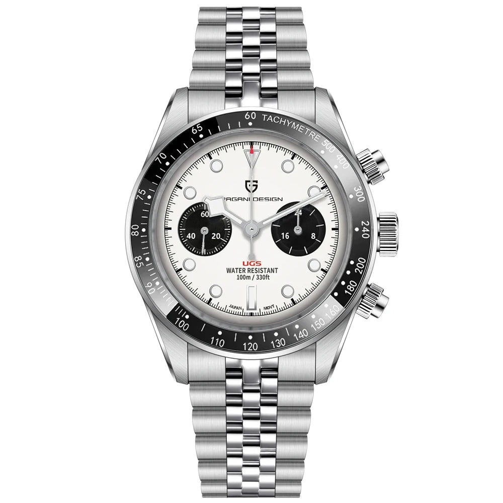 PAGANI DESIGN Panda Chronograph Stainless Steel Bracelet Watch