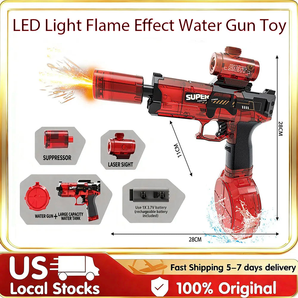 Rechargeable Automatic Water Gun With Long Range Burst LED