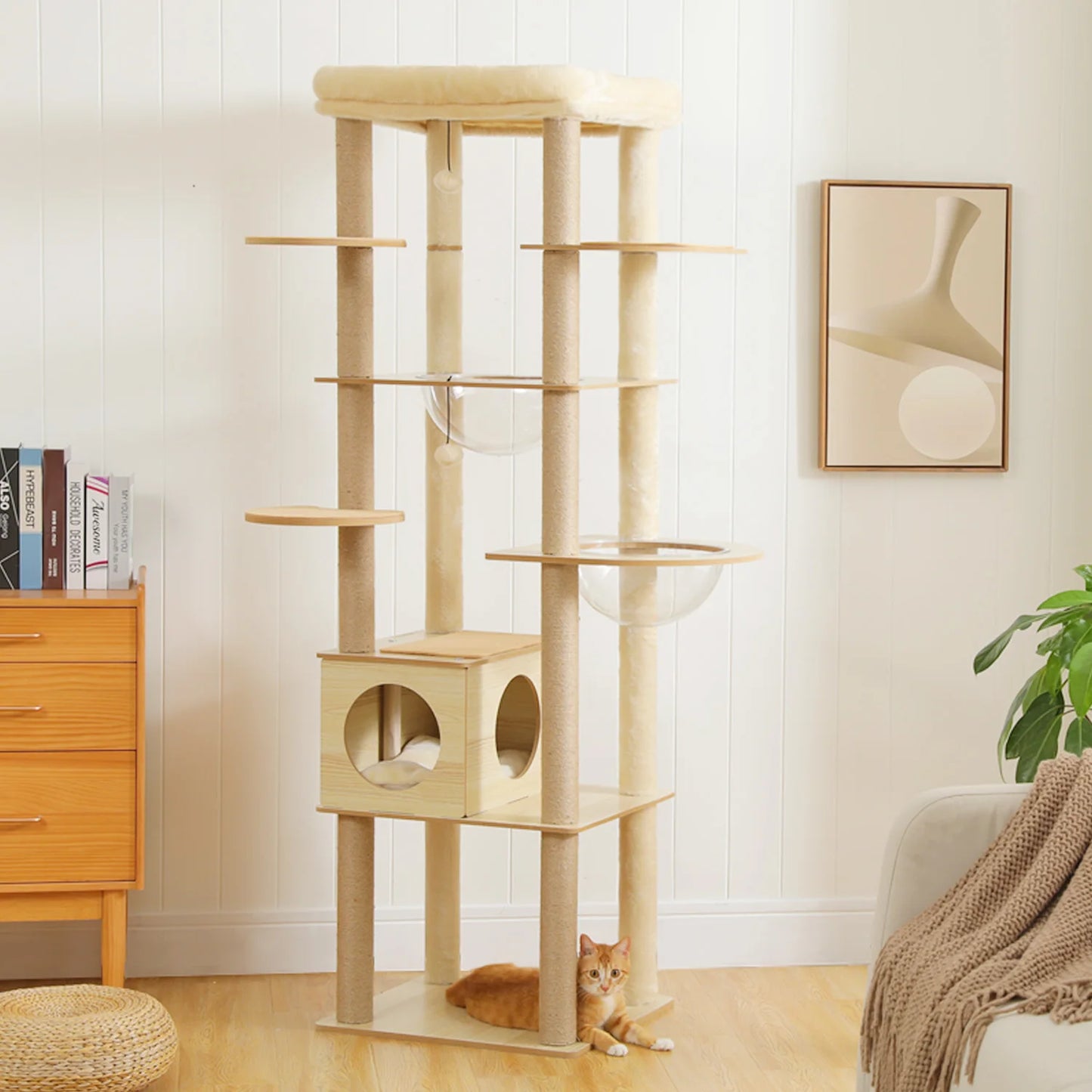 Multi Level Cat Tree Indoor Wood Tower With Scratching Posts