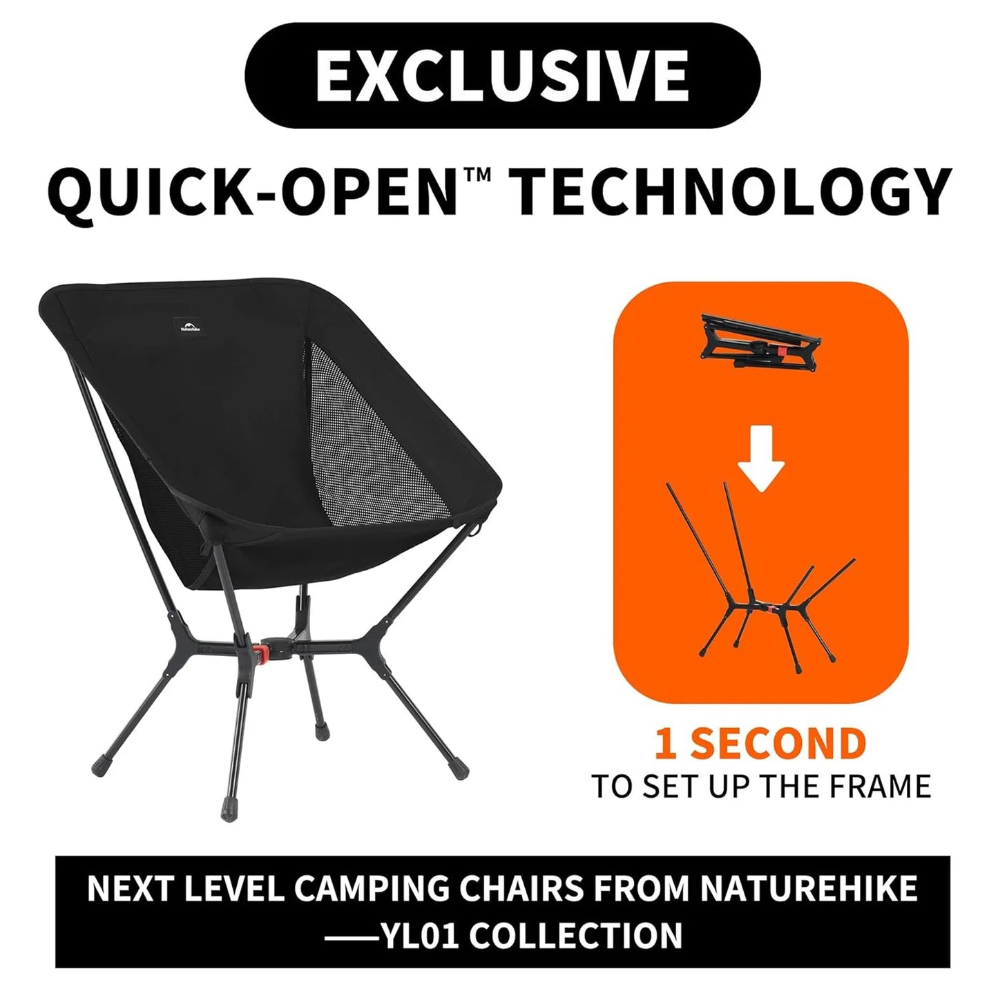 Naturehike Ultralight Folding Camping Chair Aluminum Alloy 200kg Load