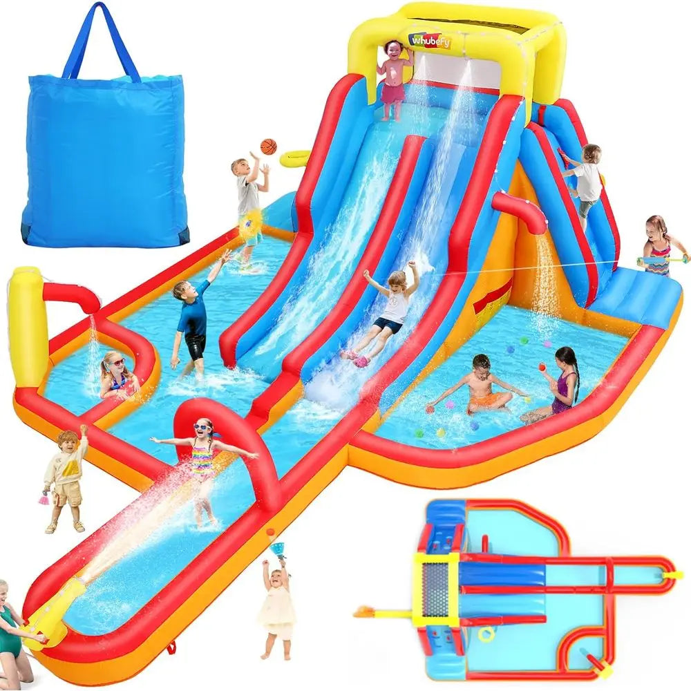 OLOEY Iatable Dual-Lane Water Slide Obstacle Course