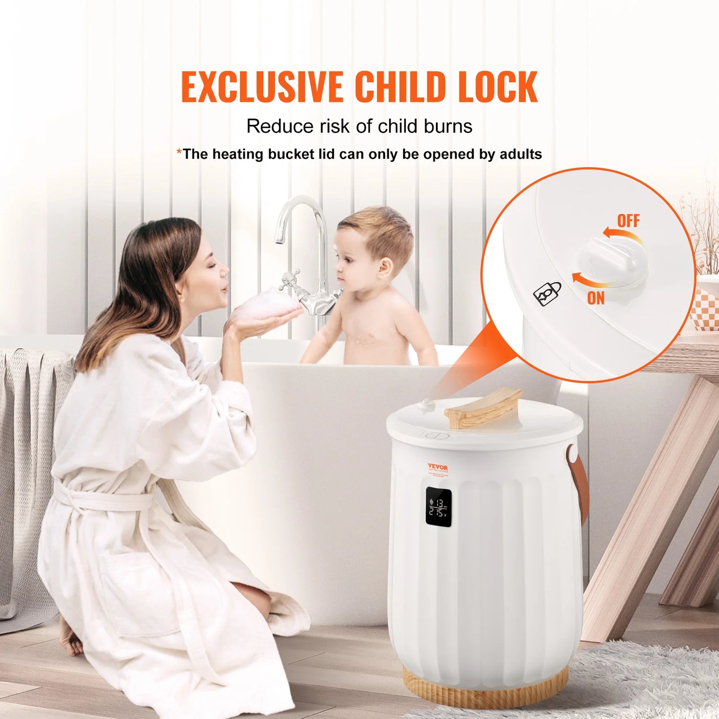 SucceBuy Towel Warmer Bucket LED Screen Auto Shutoff Child Lock