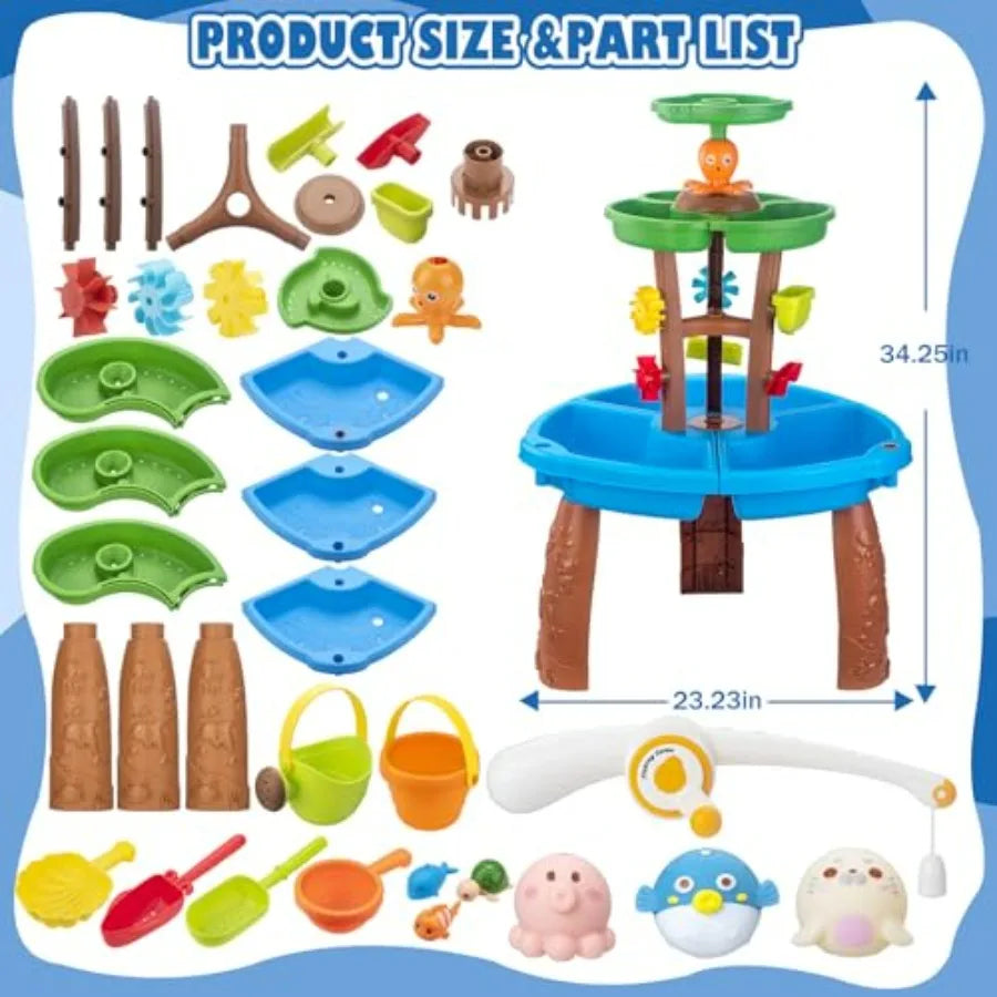 Three Tier Water Table With Fishing Game For Children