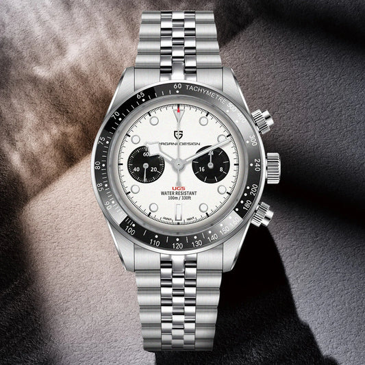 PAGANI DESIGN Panda Chronograph Stainless Steel Bracelet Watch