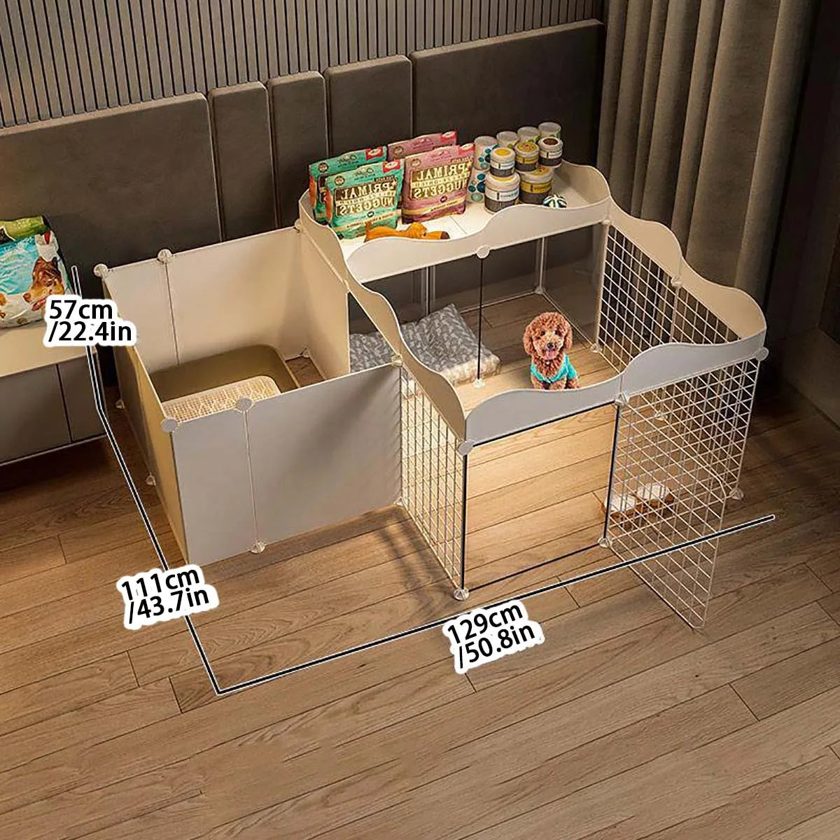 Pet Dog Enclosure Indoor Kennel With Toilet Area Cage
