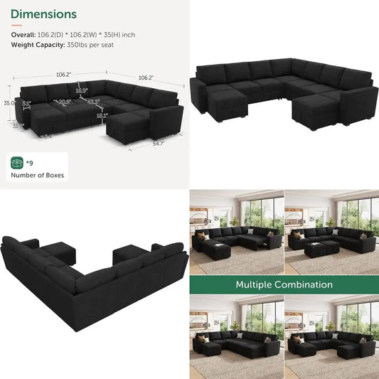 Oversized Sectional Sleeper Sofa with Pull-Out Couch and Storage