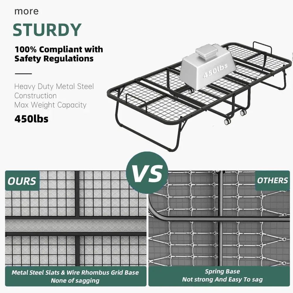 Portable Twin Size Folding Bed with Mattress, 75x38 Compact Guest Bed with Metal Frame,Customized