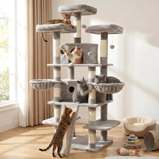 Cat Tree Tower With Two Condos And Scratching Posts