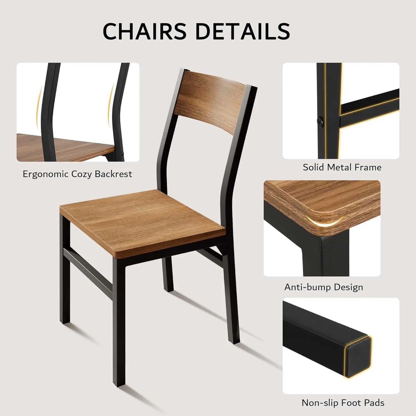 iPormis 7-Piece Dining Table Set with 6 Chairs, 63" Extendable Kitchen Table & Chairs Set for 4-6, Dining RoomTable with Solid