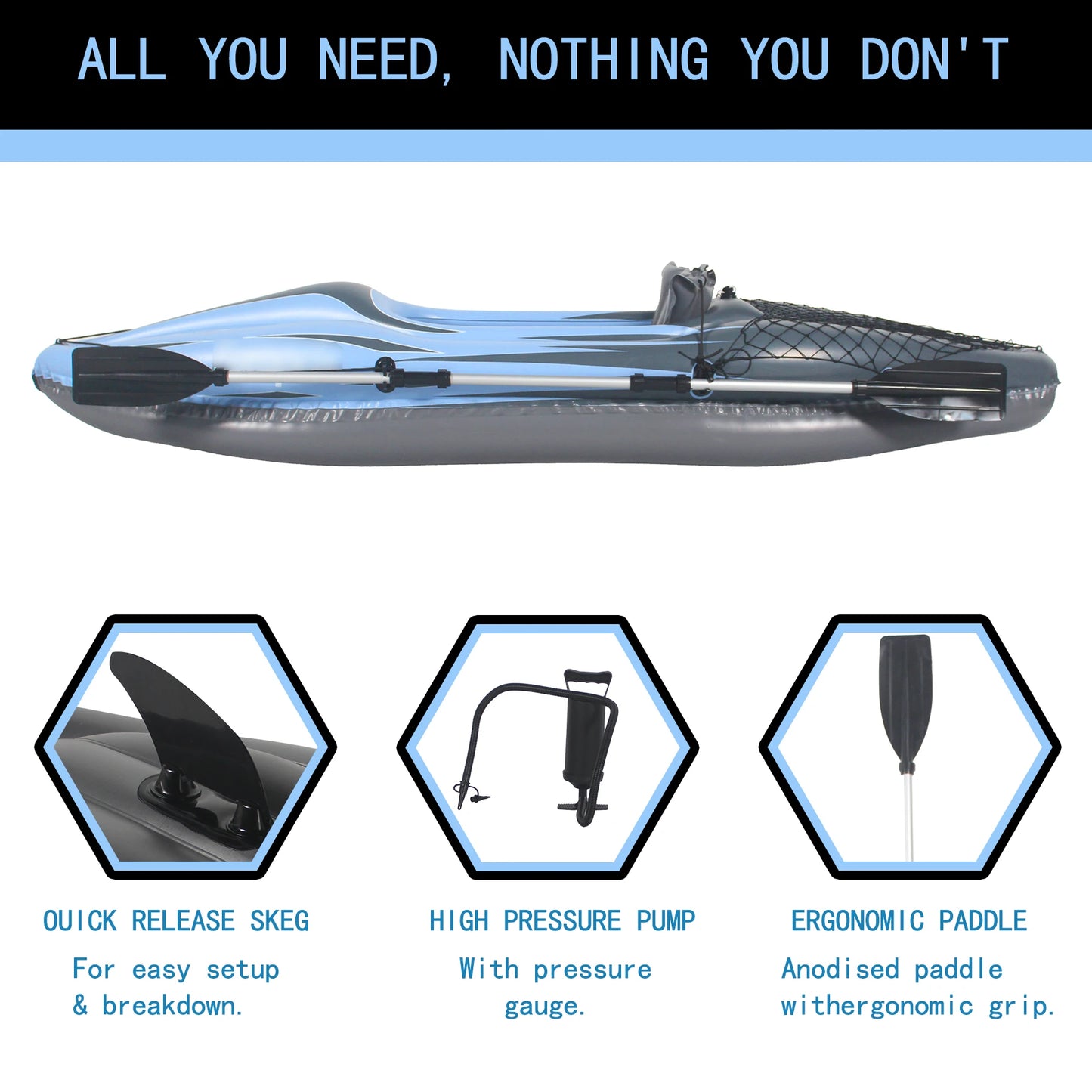 HHSJZWCY Inflatable One Person Fishing Kayak With Paddles Pump