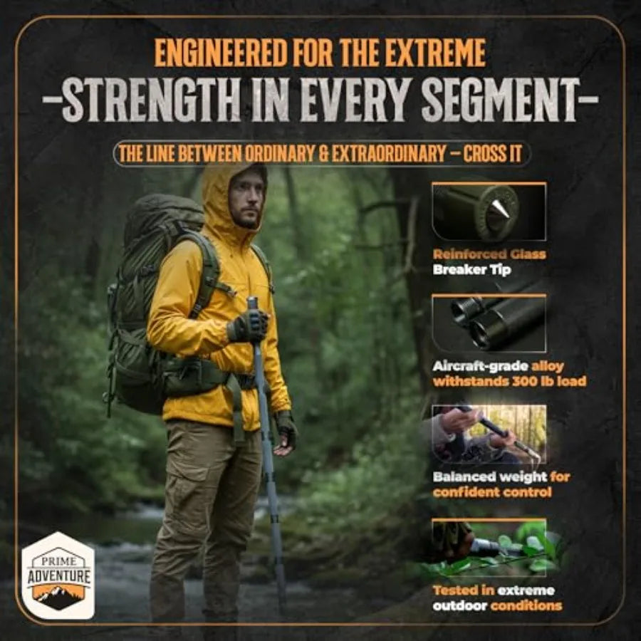 15-in-1 Tactical Survival Walking Stick Multitool