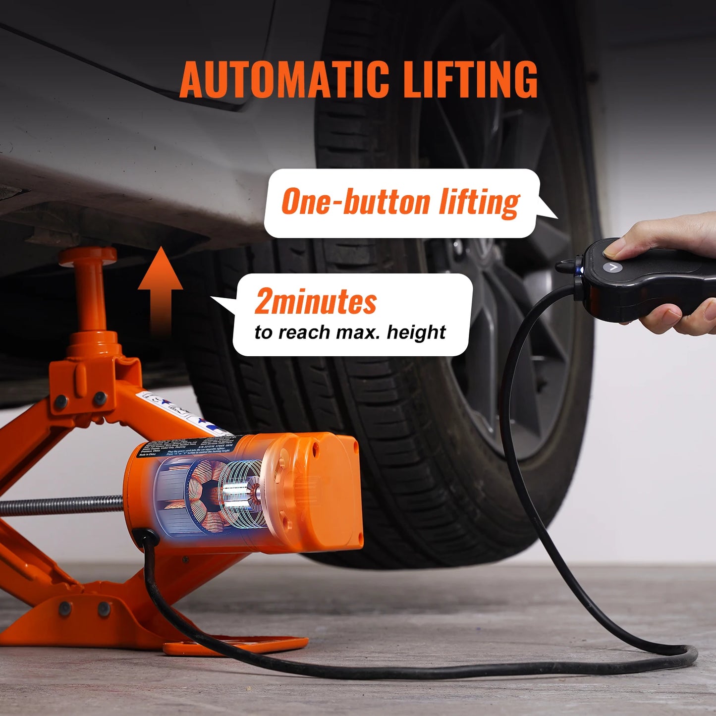 SucceBuy 3T Electric Car Jack With Electric Impact Wrench 12V