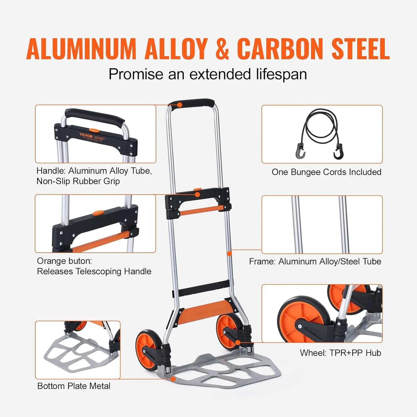 Aluminum Foldable Cart Truck and Dolly Heavy Duty Luggage Trolley