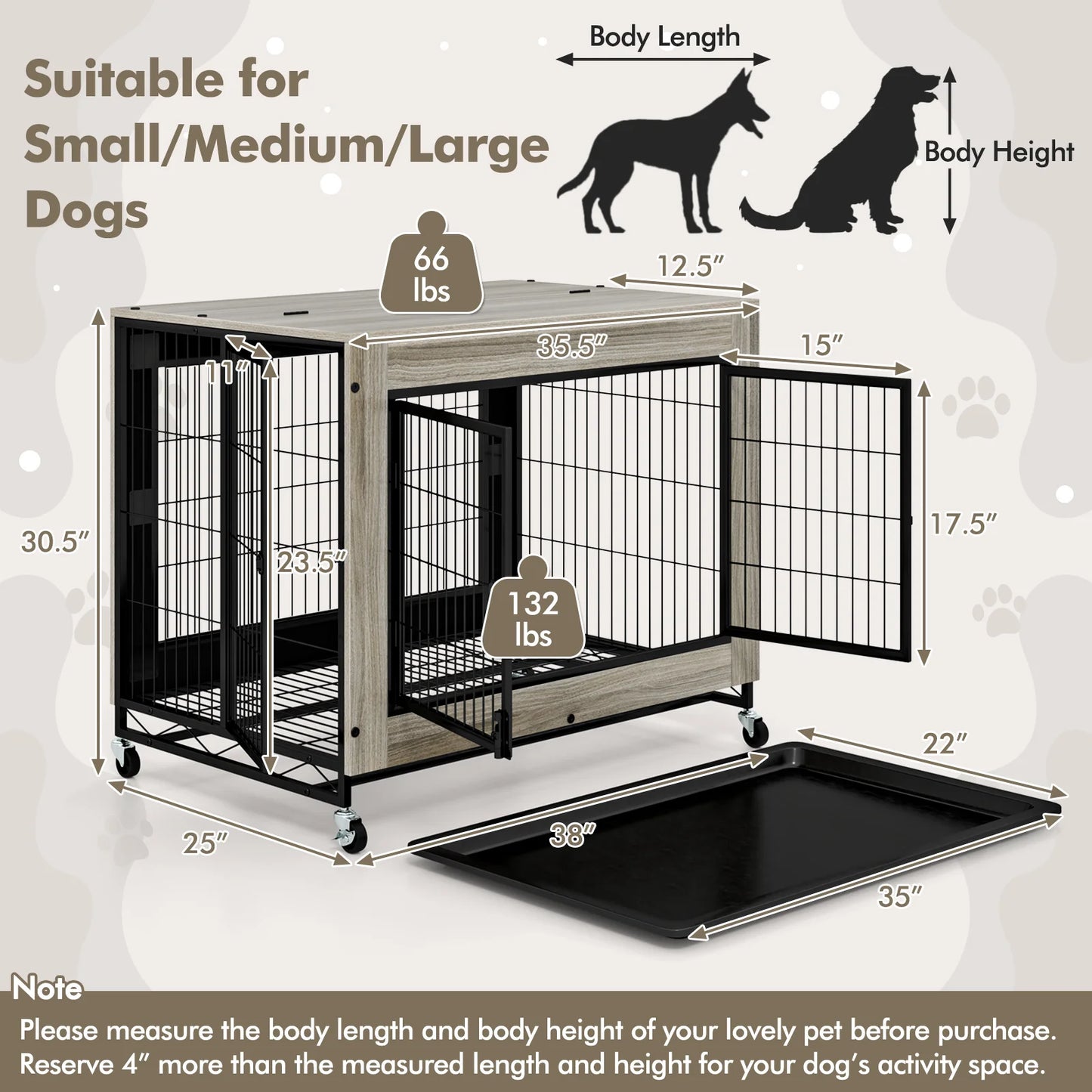 Industrial Dog Crate Kennel With Flip Roof And Lockable Doors