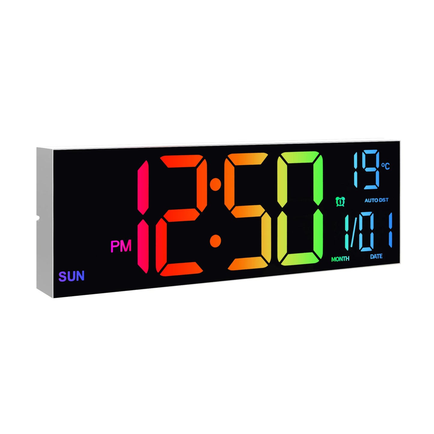 Hign-concerned Digital Wall Clock With LED Display Remote RGB Temperature