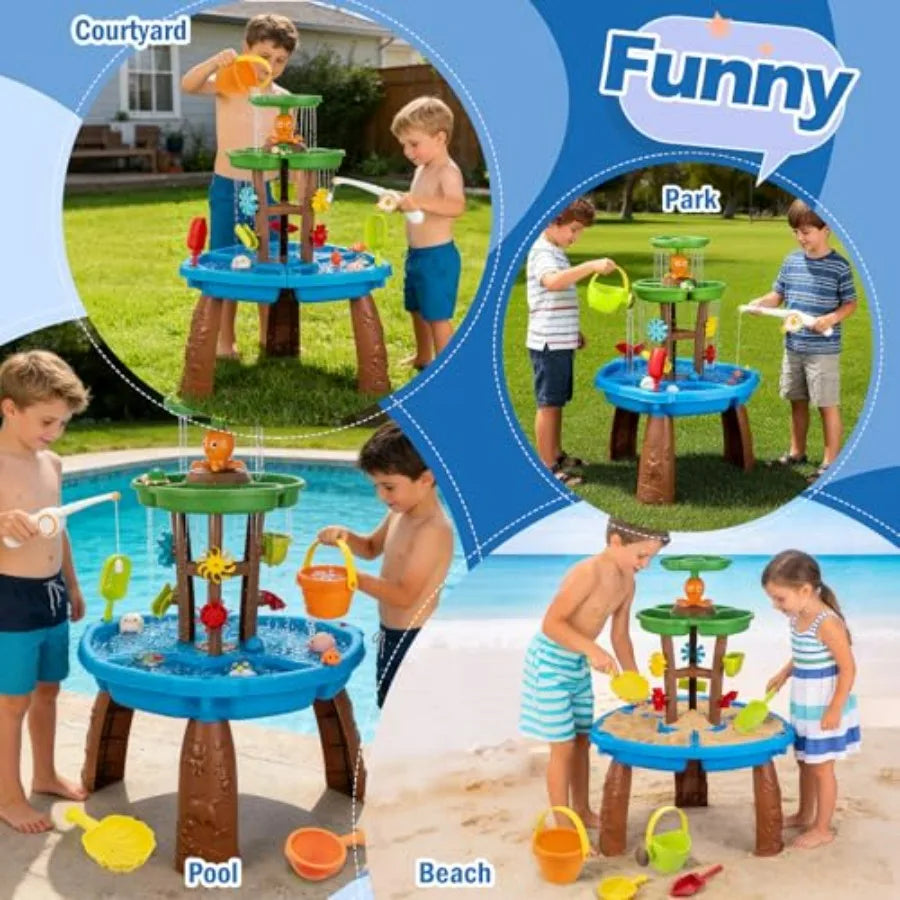 Three Tier Water Table With Fishing Game For Children