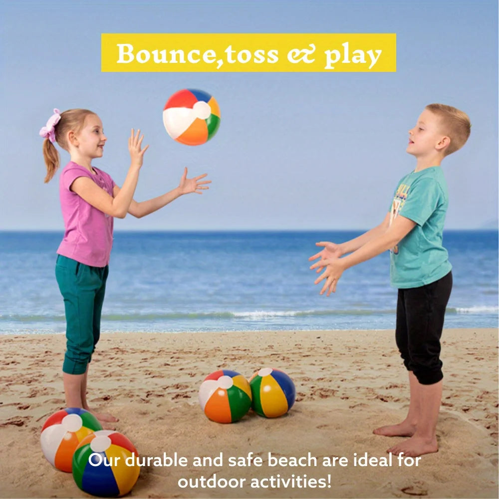 Joyfy Rainbow Beach Balls 12 Pack Inflatable Pool Toys