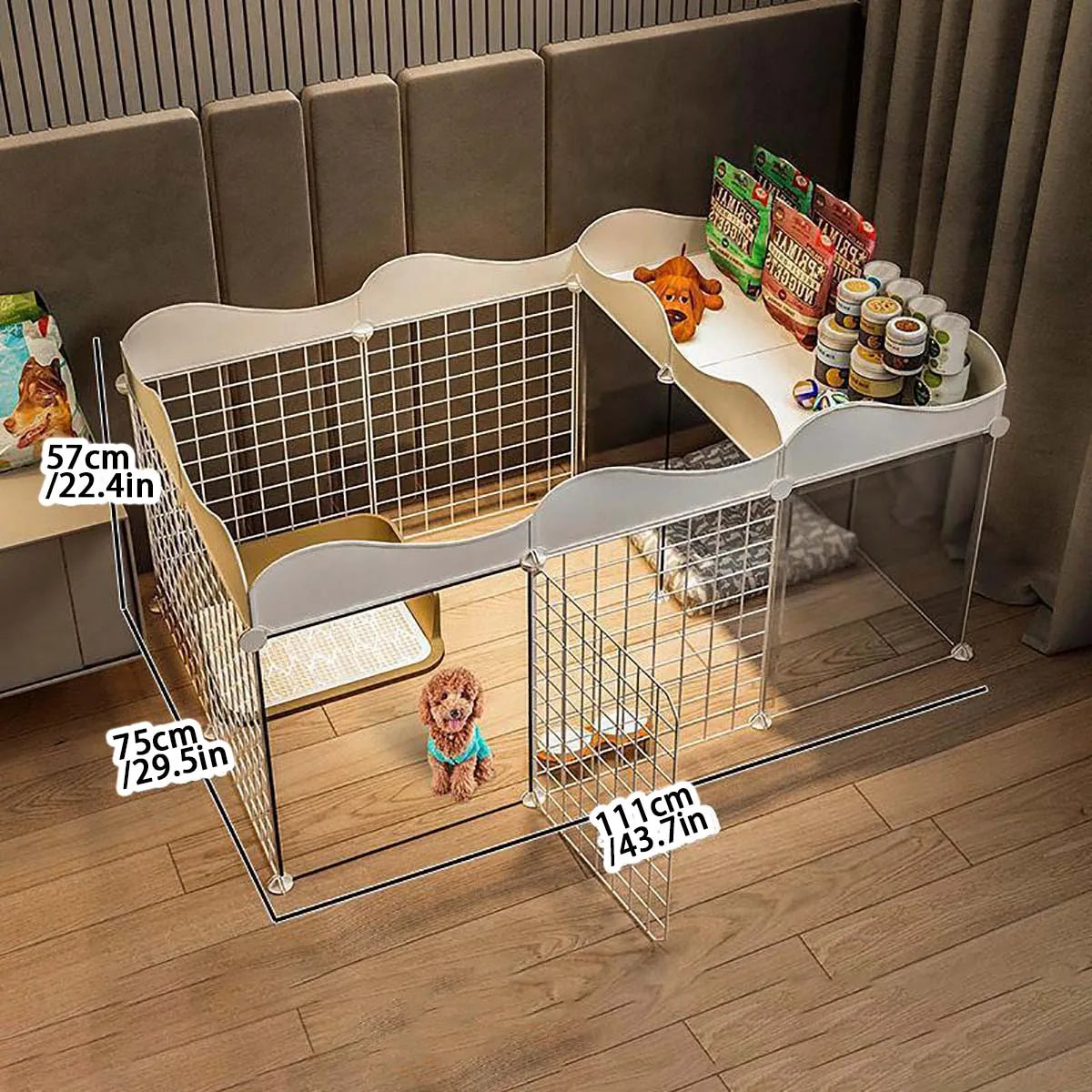 Pet Dog Enclosure Indoor Kennel With Toilet Area Cage