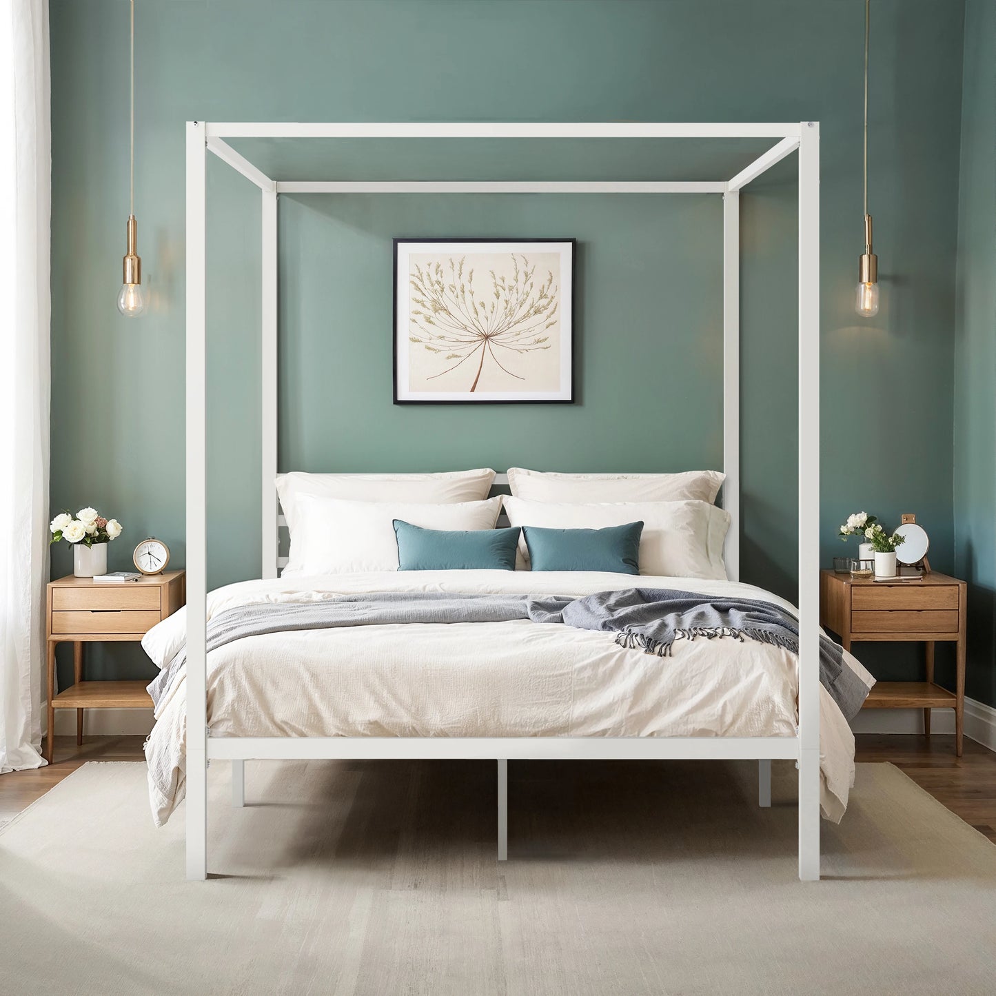 HOOMIC Canopy Bed Frame With Enhanced 4-Poster Design