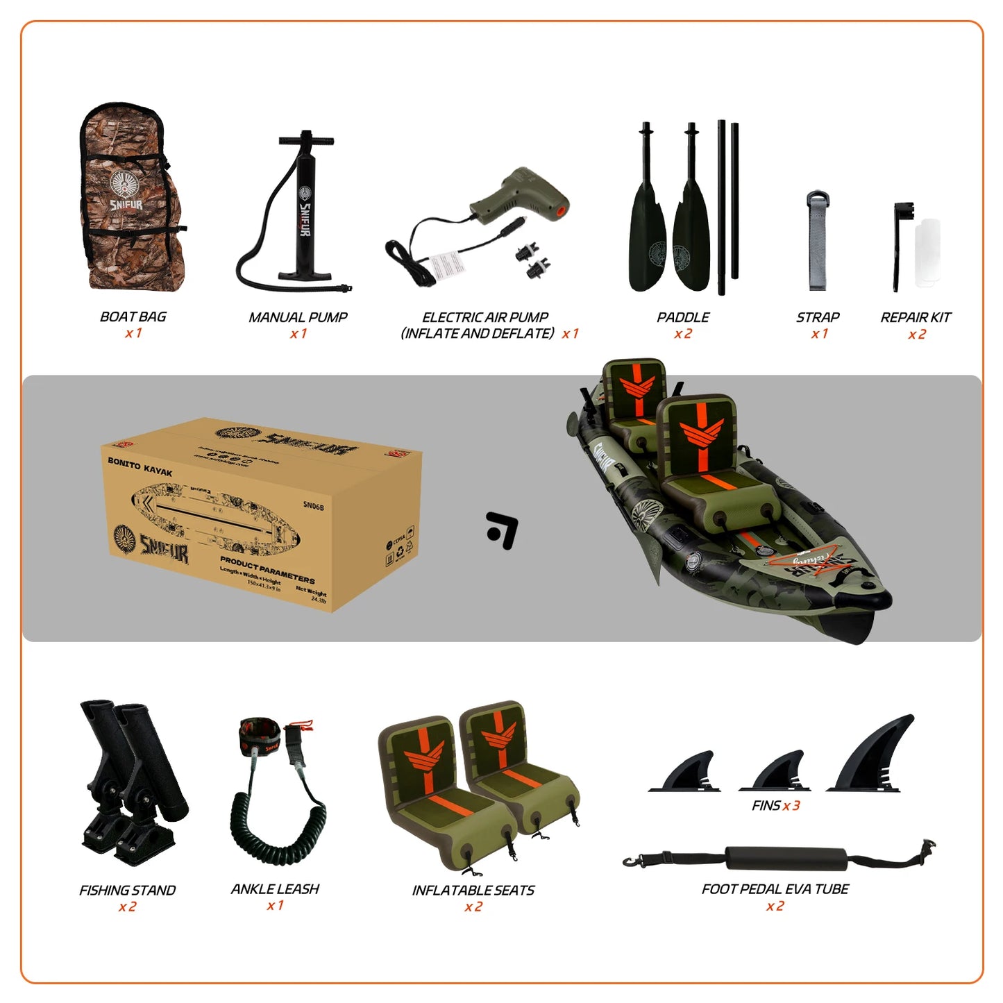 Funwater Inflatable Kayak With Paddle And Rod Holders