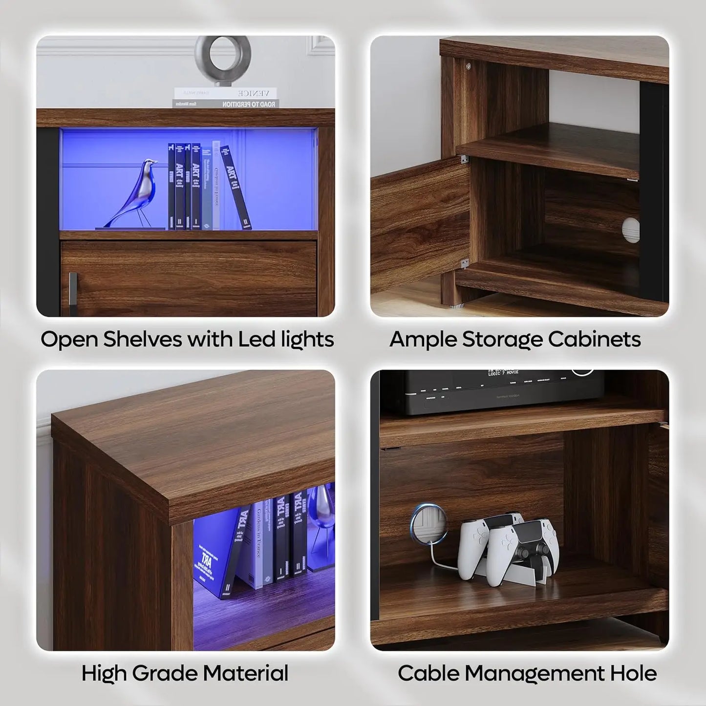 70" Electric Fireplace TV Stand for TVs Up to 75", Modern Fireplace Entertainment Center with Storage Cabinets, LED, Customized