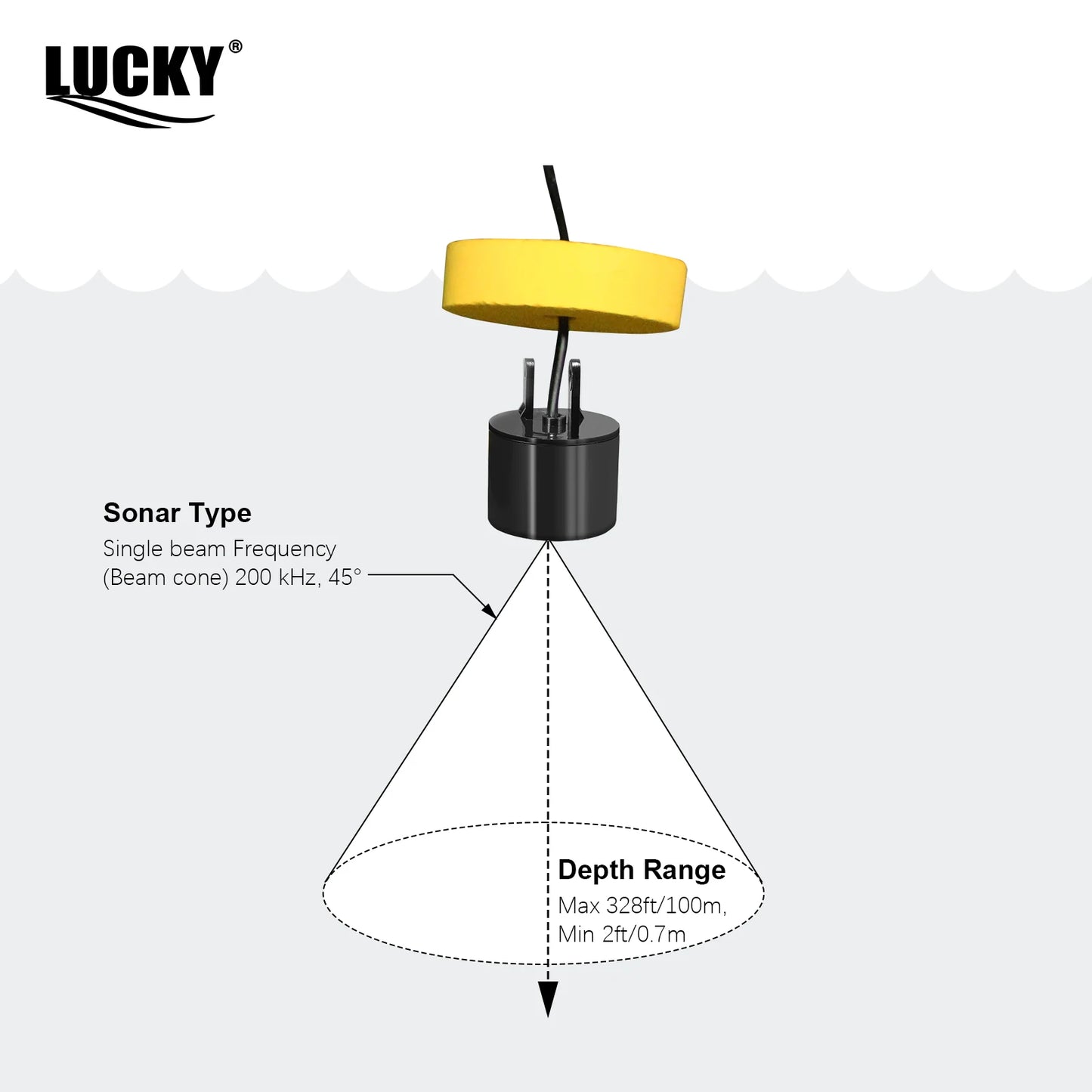 LuckyLaker FFC1108 Alarm 100M Portable Sonar Fish Finder