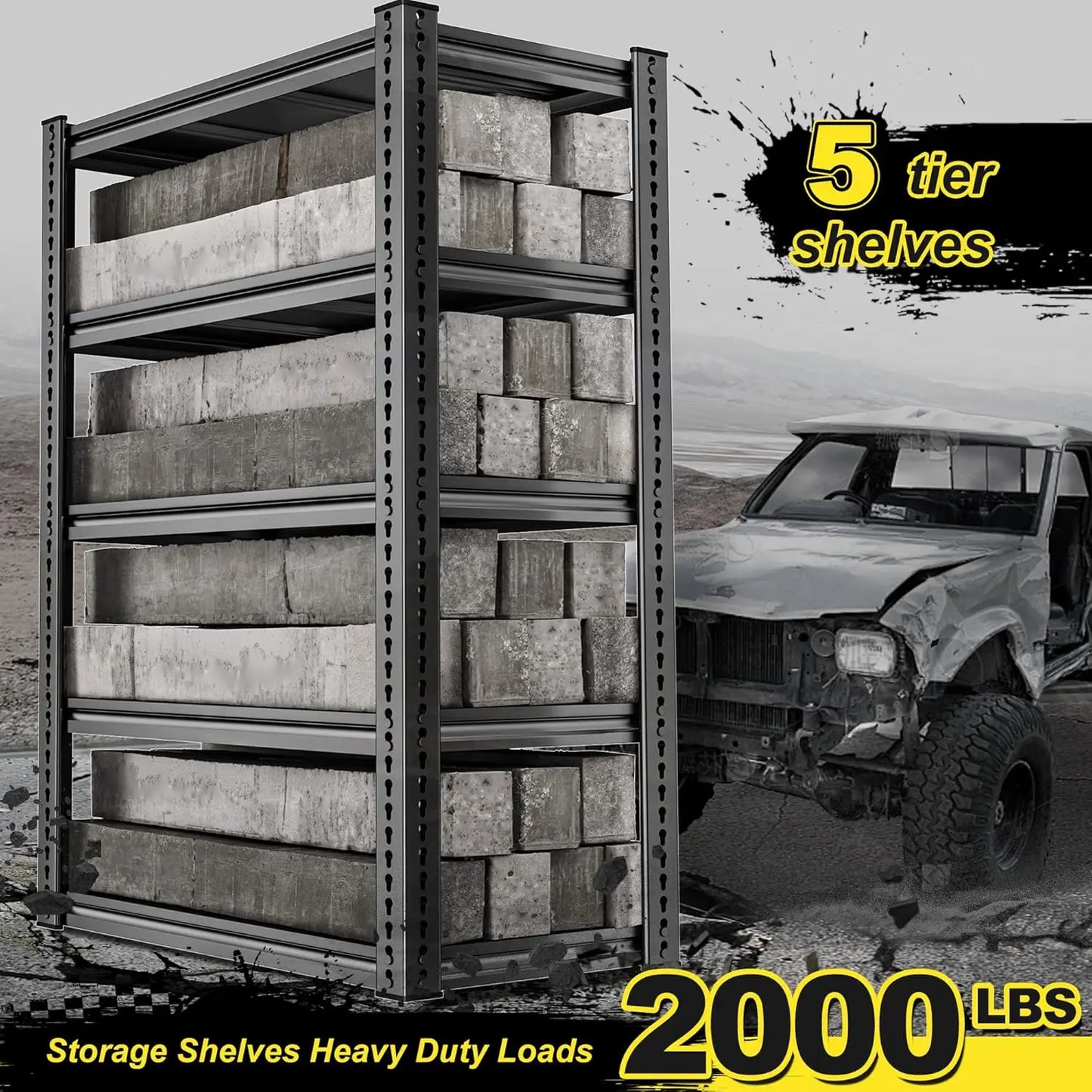 2000 LBS Adjustable 5 Tier Metal Storage Shelving Unit Garage