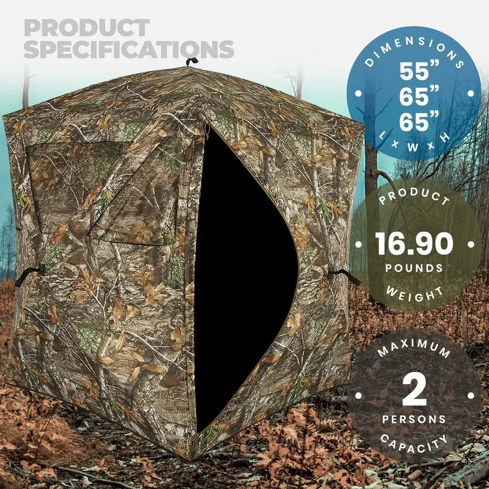 Taker Pop-Up 2 Person Ground Hunting Concealment Blind, RealTree