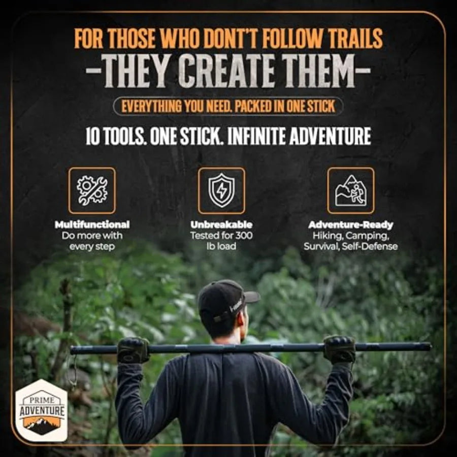 15-in-1 Tactical Survival Walking Stick Multitool