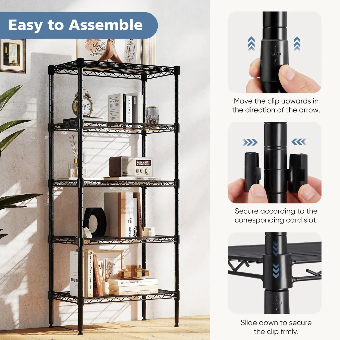 JHK Heavy Duty Metal Wire Storage Shelves Adjustable Living Room
