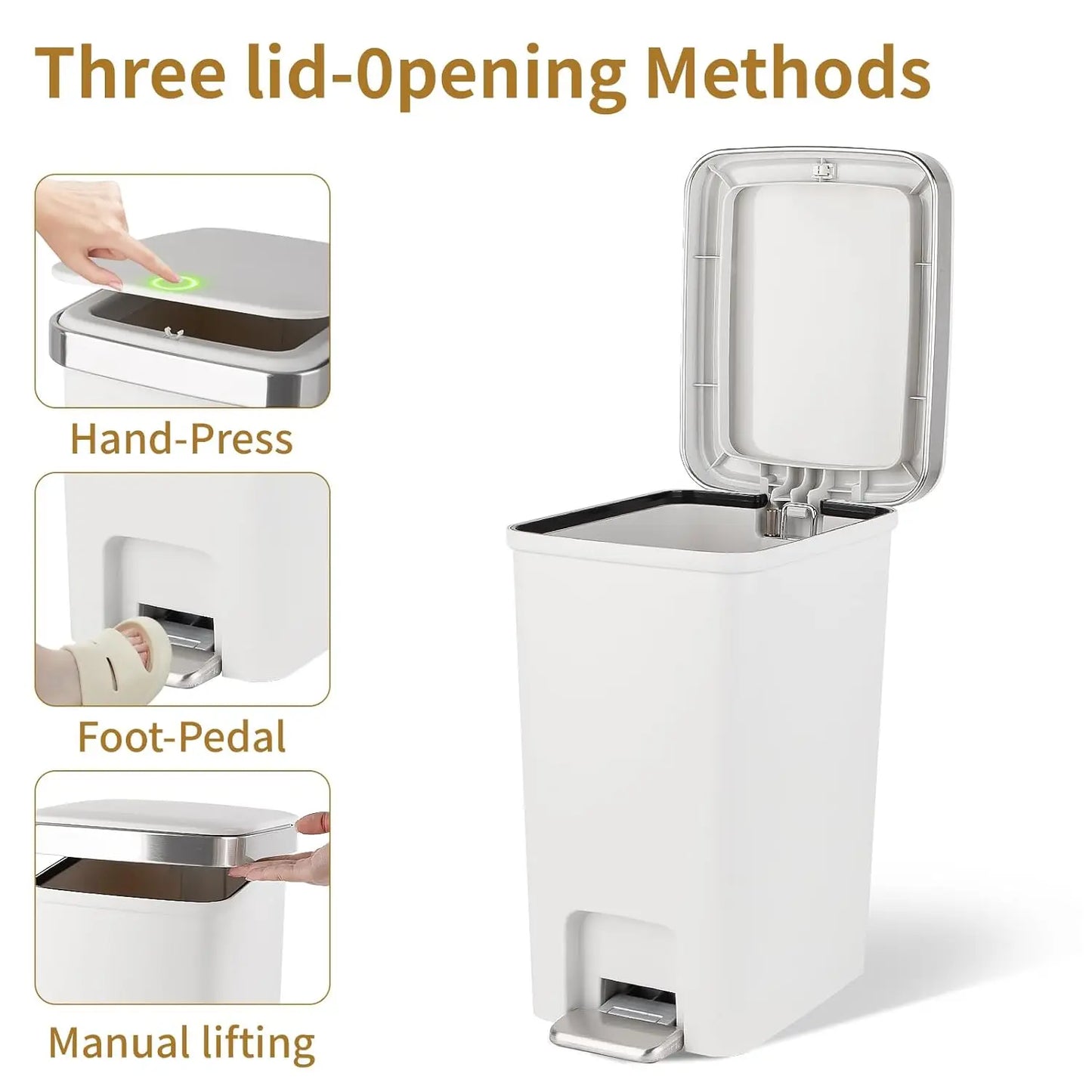 Bathroom Trash Can w/ Lid and 3 Rolls Trash Bags,