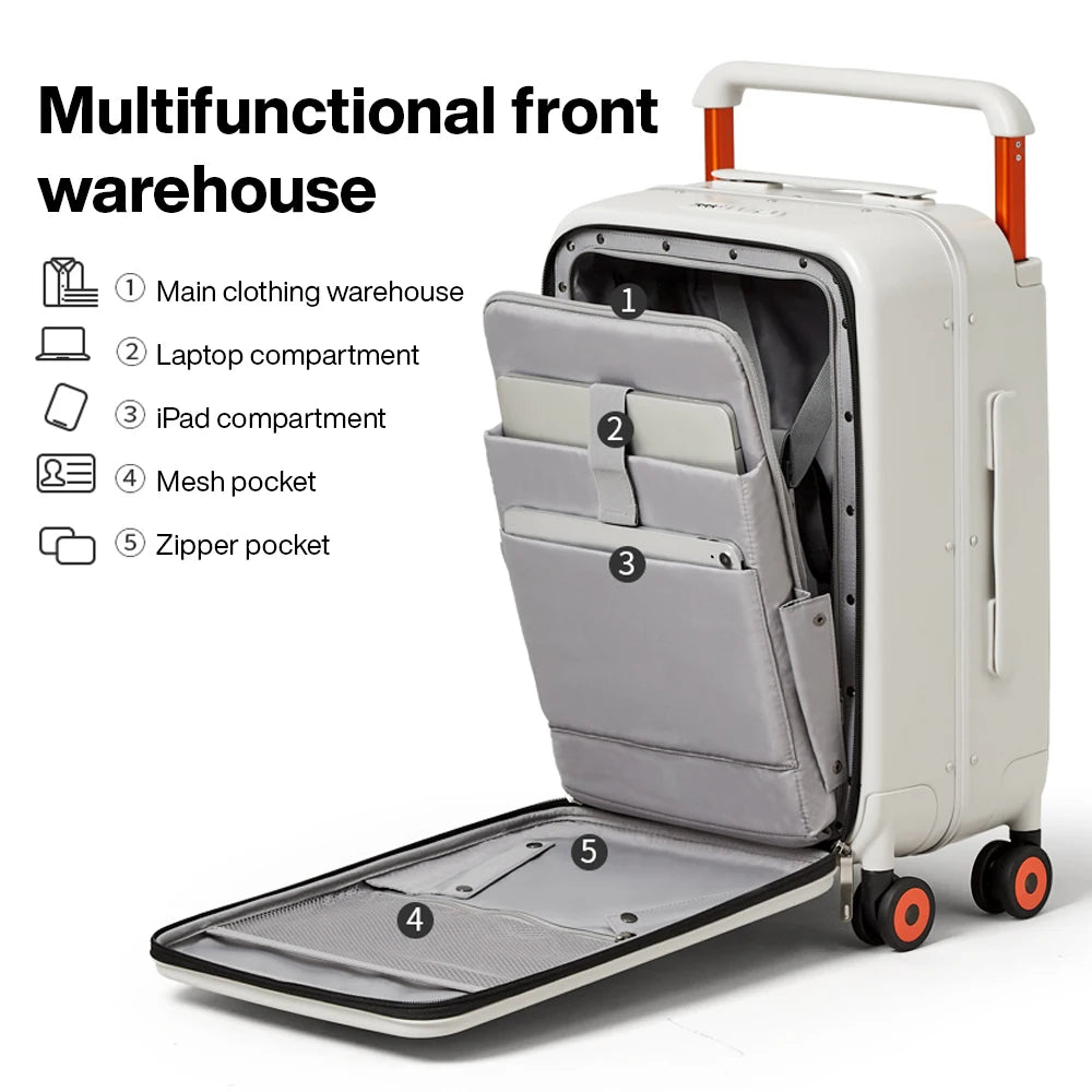 Mixi Wide-Handle Carry-On Luggage Hardside Cabin PC Aluminum
