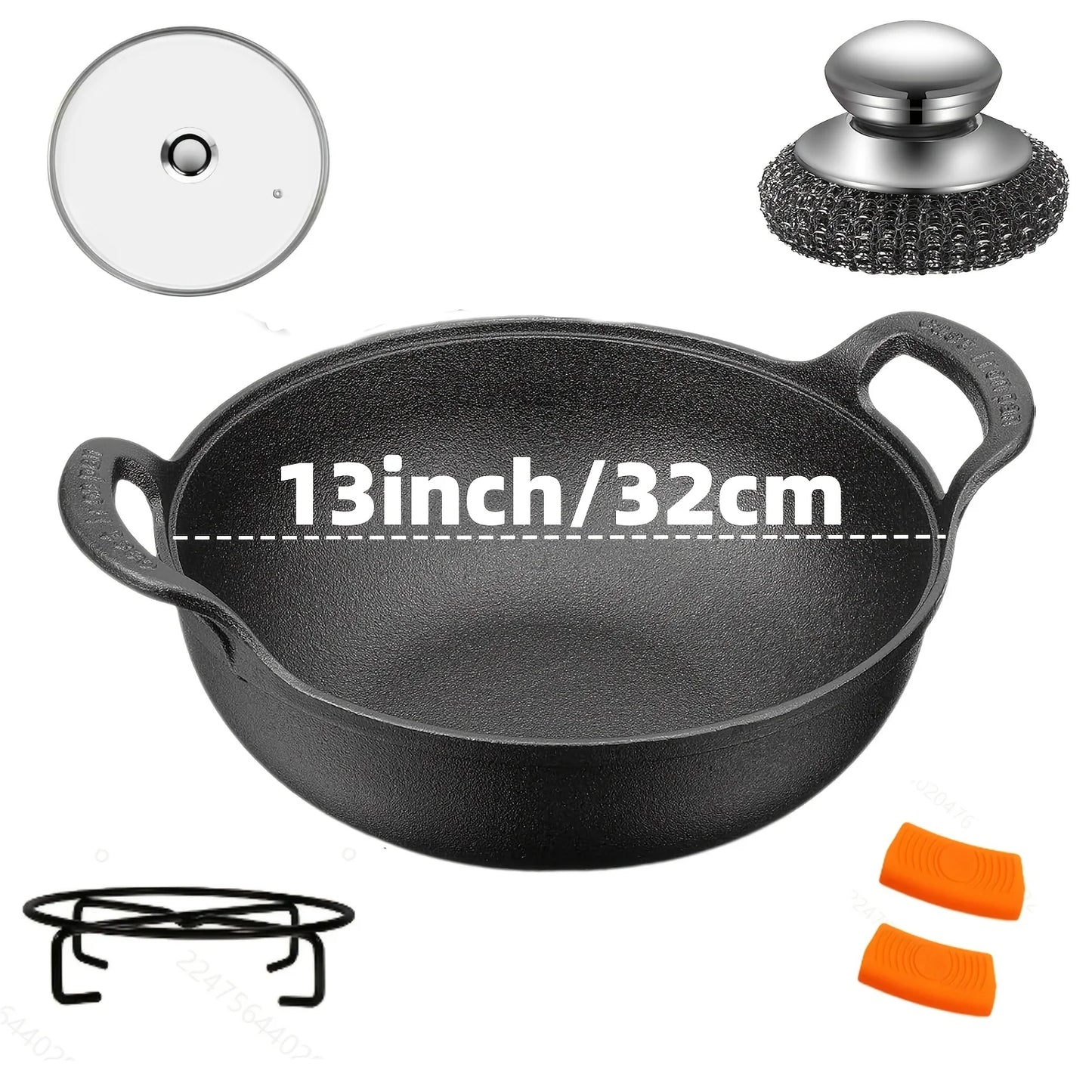 3PCS Cast Iron Skillet Set (6/8/10 Inch)  Pre-Seasoned, Heavy-Duty Pans for Oven, Grill & Campfire, Even Heat, Non-Stick Surface