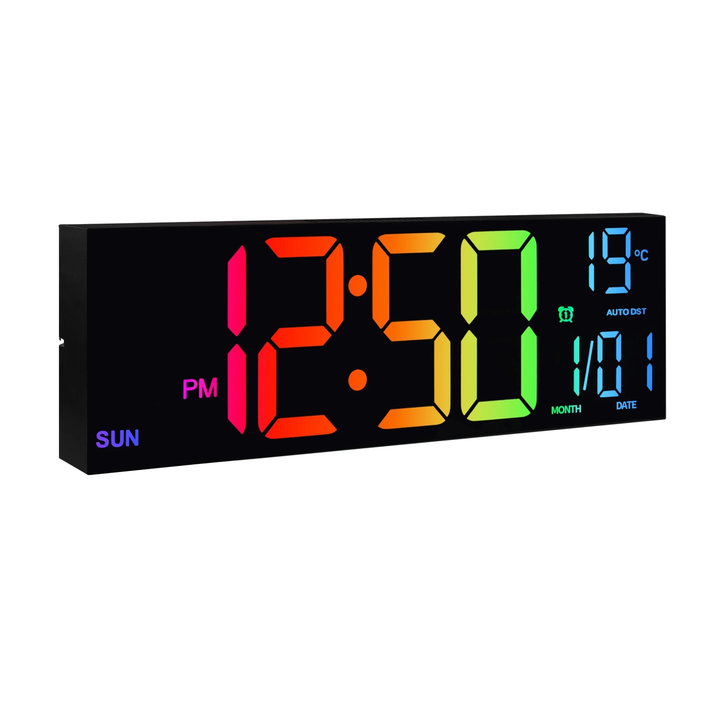 Hign-concerned Digital Wall Clock With LED Display Remote RGB Temperature