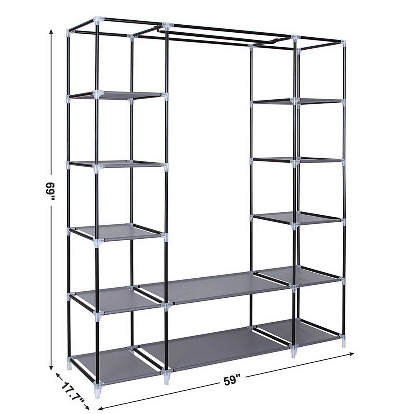 Portable Clothes Closet Wardrobe Organizer With Nonwoven Fabric Easy Assembly