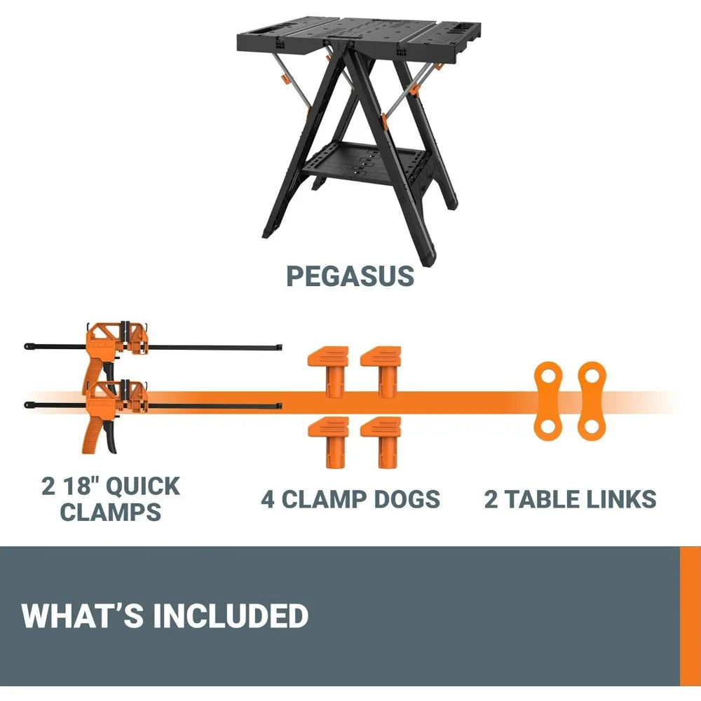 Worx Folding Work Table Sawhorse 2 In 1 Portable Workbench