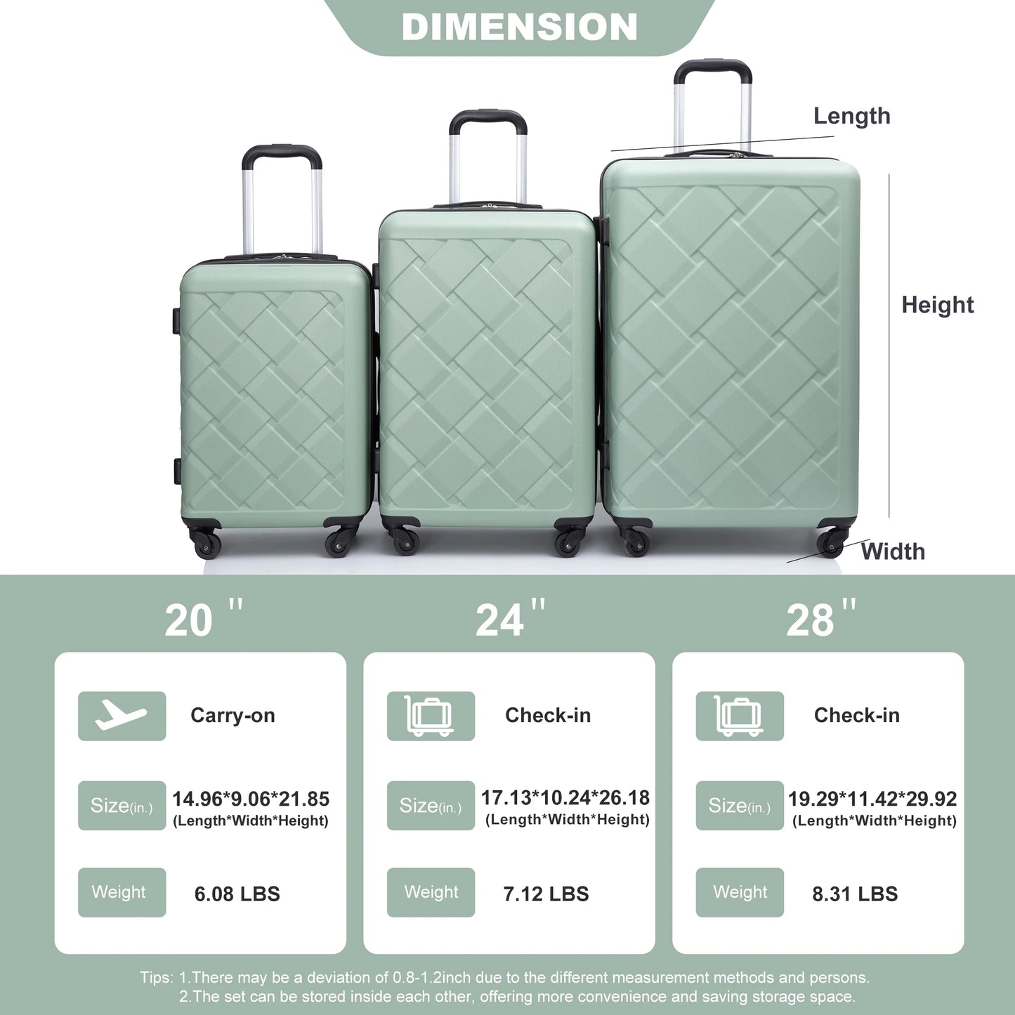 TravelhouseCN Luggage Set ABS Hard Case With Spinner Wheels
