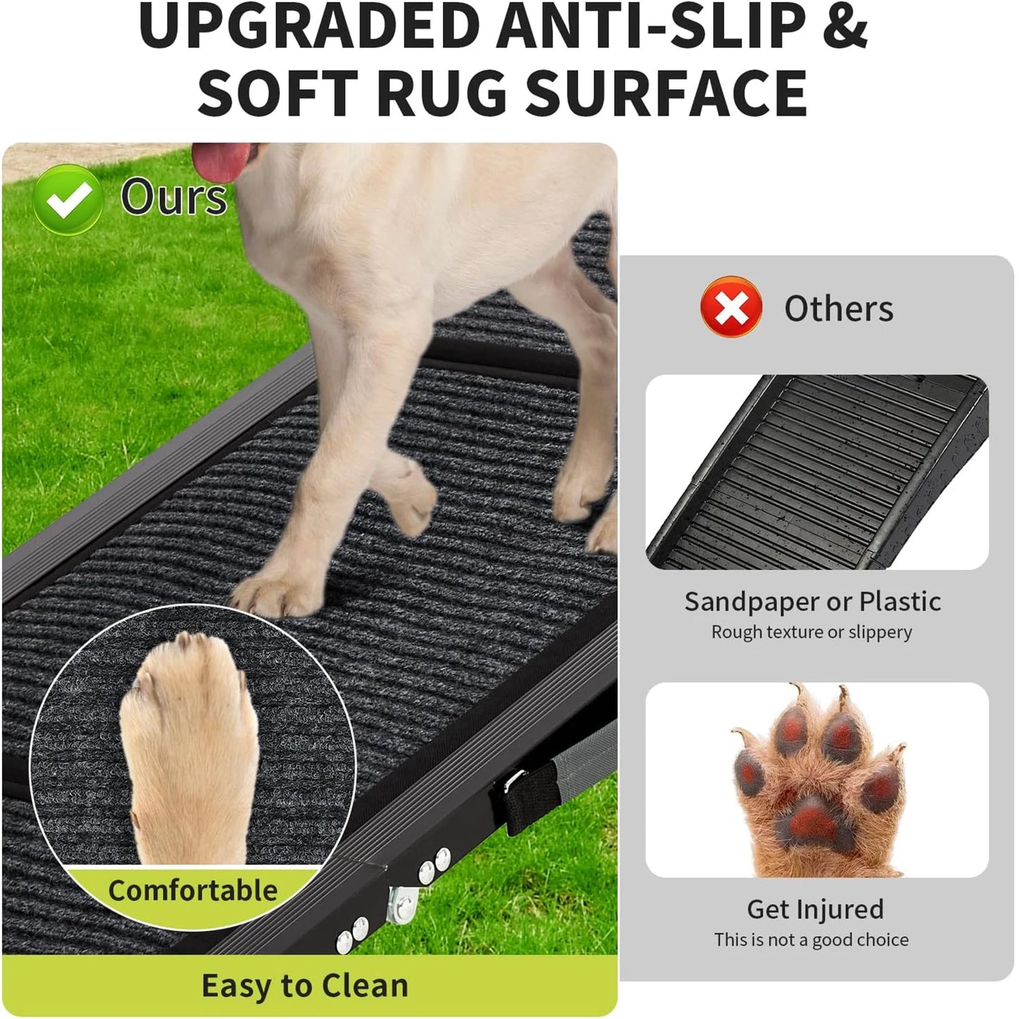 HiMISS Upgraded Folding Car Dog Ramp With Non Slip Surface Up To 250 Lbs