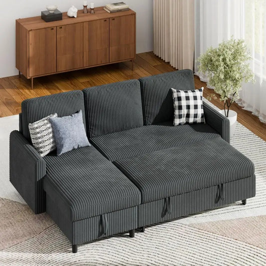 Bed Couch Sectiona Sofa 4in1 Multifunctional PullOut Couch Sleeper Sofa Couch with Storage Chaise, Pullout Sectional Couches fo