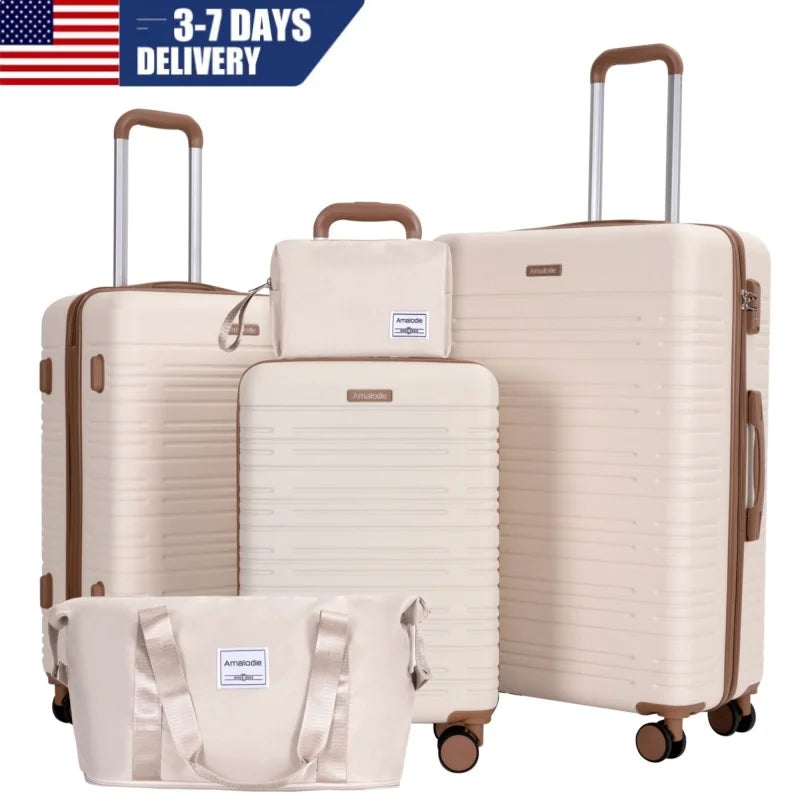 Amalodie Luggage Set 3 Piece ABS Spinner Wheels TSA Lock
