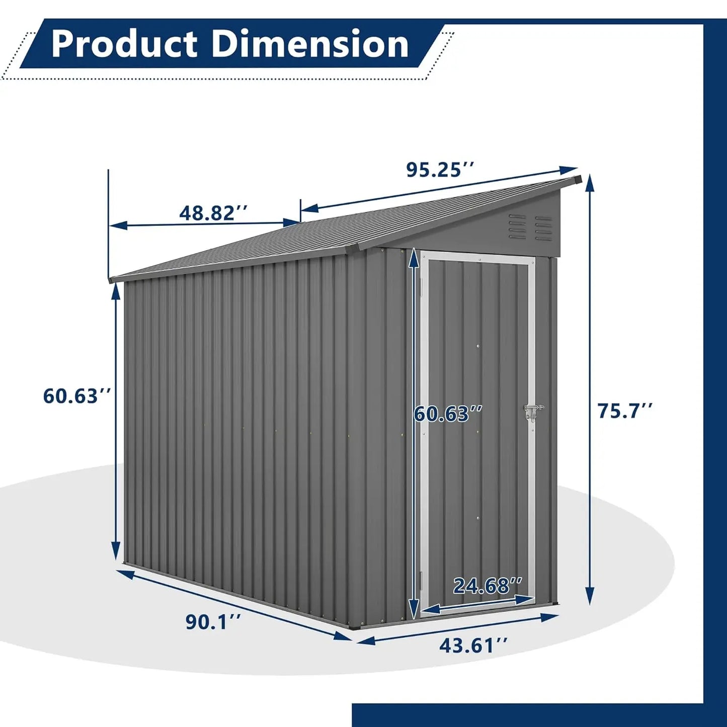 Metal Lean To Storage Shed for Outdoor Garden Patio