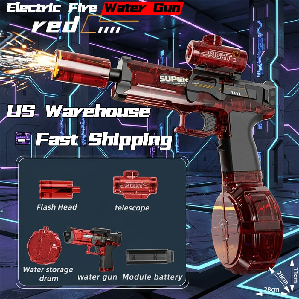 Rechargeable Automatic Water Gun With Long Range Burst LED