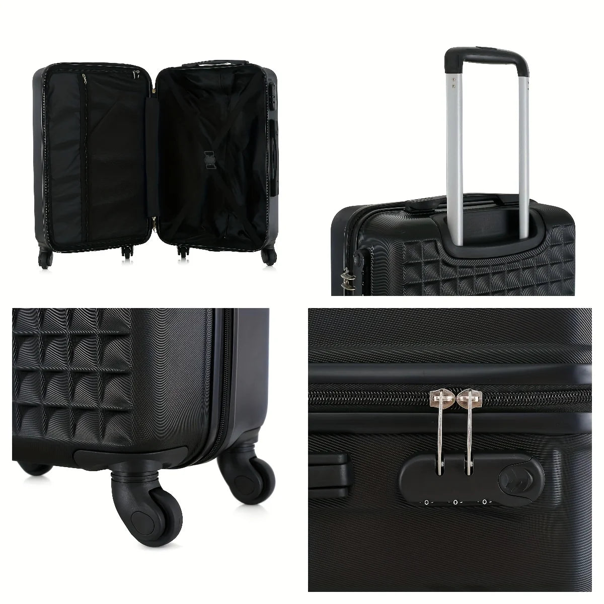 NONECN 4-Piece ABS Hardside Spinner Luggage Set with Cosmetic Case