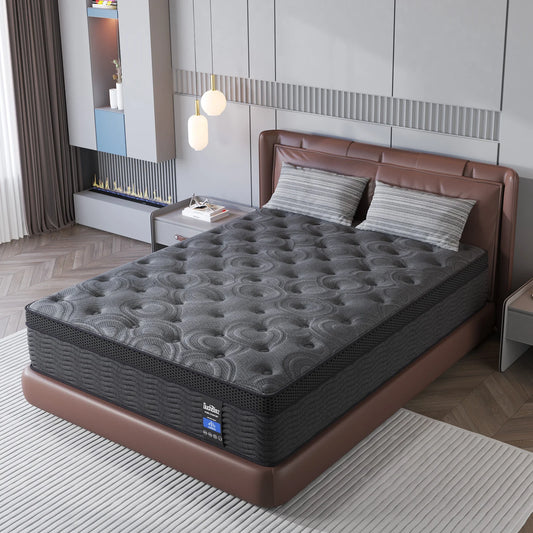 9"12"14" Twin Full Queen King Size Mattress in a Box Hybrid Spring Memory Foam,Euro Top Mattresses Medium Firm for Motion Isolat