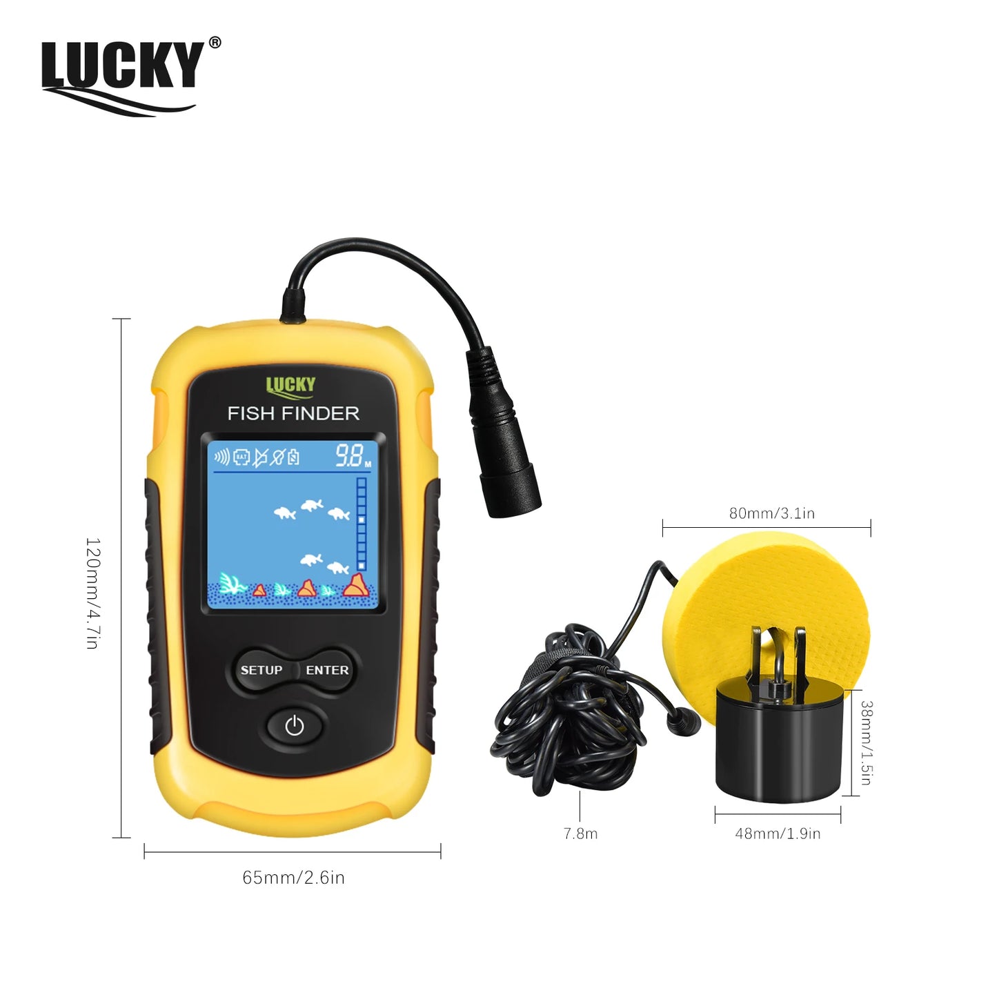 LuckyLaker FFC1108 Alarm 100M Portable Sonar Fish Finder