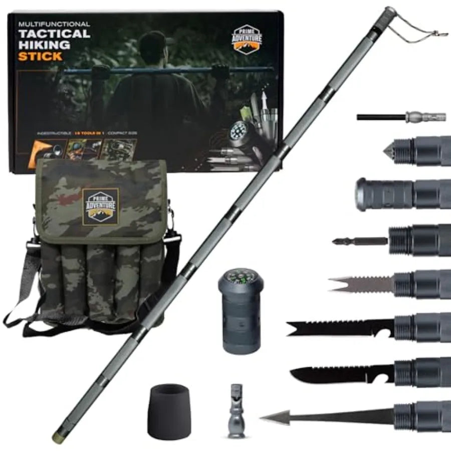 15-in-1 Tactical Survival Walking Stick Multitool