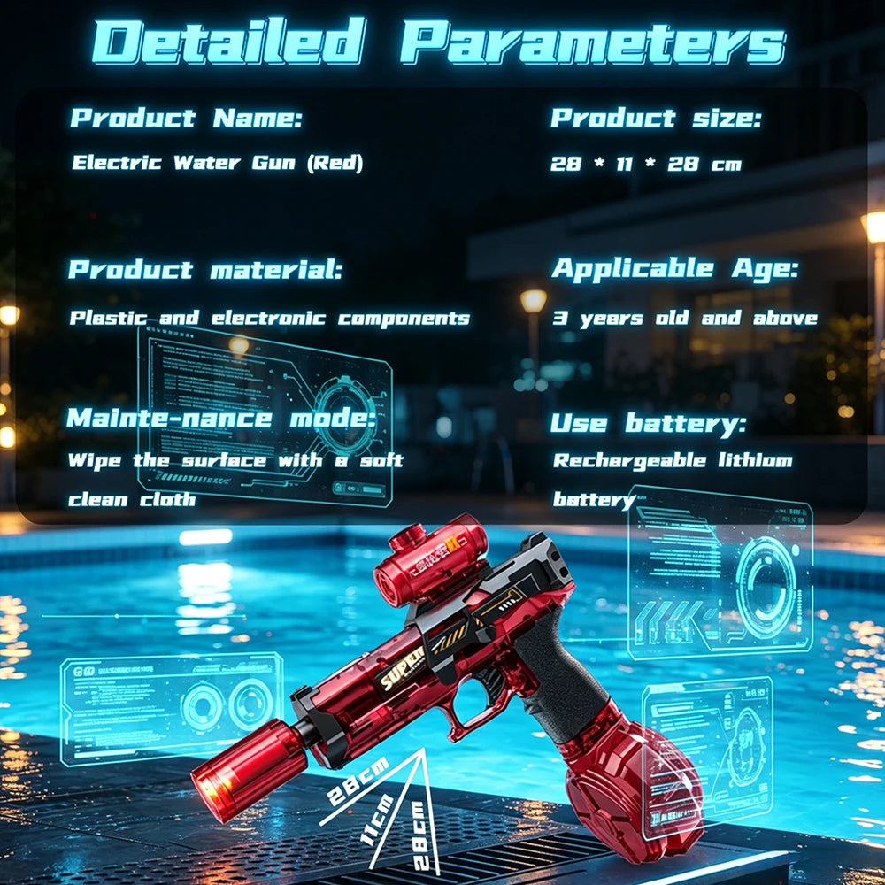 Rechargeable Automatic Water Gun With Long Range Burst LED
