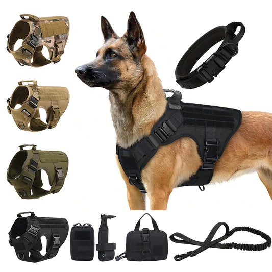 PETRAVELCN Tactical Dog Harness Vest With MOLLE Pouches